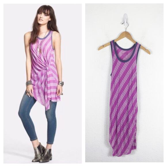 Free People Azalea Topsy Turny Purple Stripe Tunic Dress Small - Picture 1 of 10